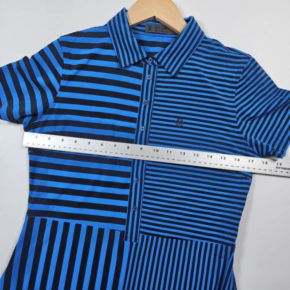G/FORE Womens Golf Dress Blue Navy Striped Short Sleeve Polo Performance Small s - Picture 8 of 8